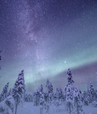Night Star Walk on Snowshoes in the Finnish Wilderness